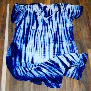 Livi Active Lane Bryant Women's Size 18/20 Blue Tye Dye Maxi Dress EUC